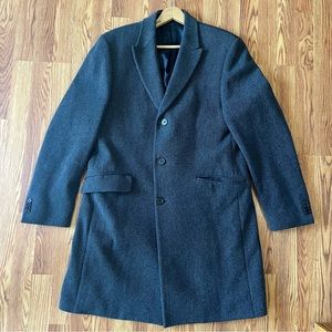 John Varvatos USA Men’s Gray Trench Coat Overcoat Wool Button Jacket Size 40 R